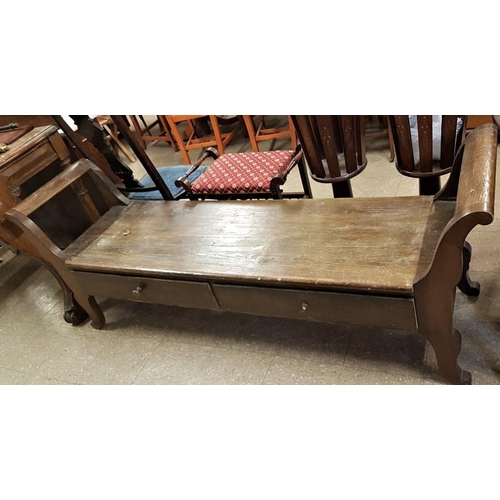 559 - c. 7ft Long Pine Hall Bench with two base drawers