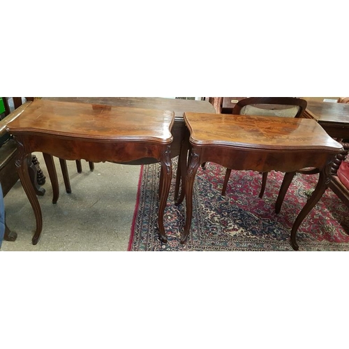 563 - Pair of Victorian Carved Walnut Fold-Over Card Tables - 34ins wide