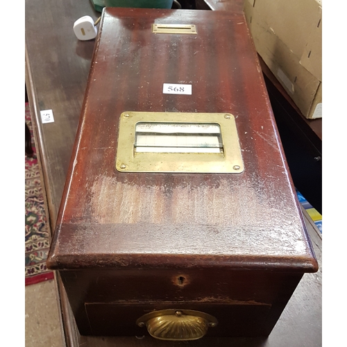 568 - Victorian Mahogany and Brass Mounted Cash Drawer