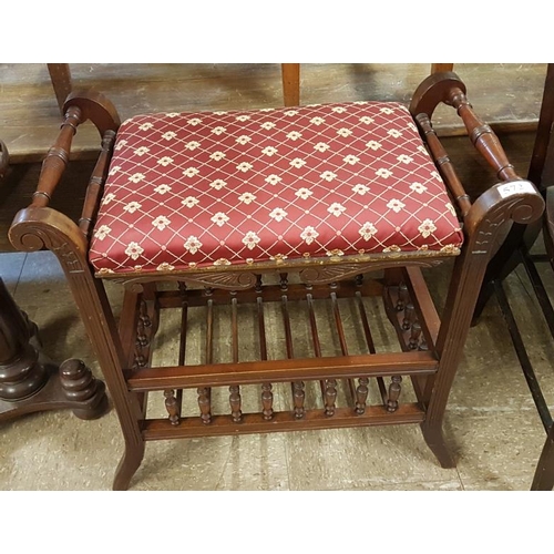 572 - Edwardian Mahogany Rise and Fall Piano Stool