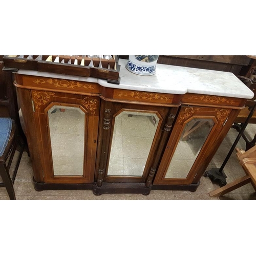 576 - Victorian Inlaid Walnut Breakfront Credenza - 48 x 34ins