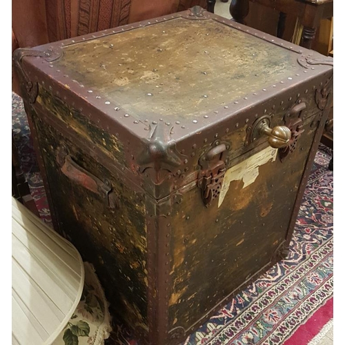 595 - Vintage Metal Bound Cabin Trunk - 24ins wide