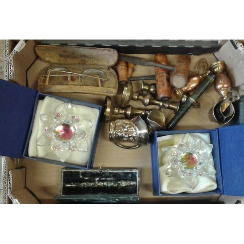 28 - Box of Items to include Antique Spectacles, Fountain Pens, etc.