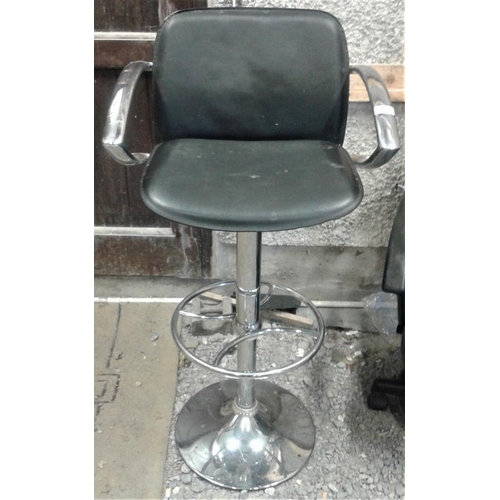 8 - Chrome Leather Effect High Stool