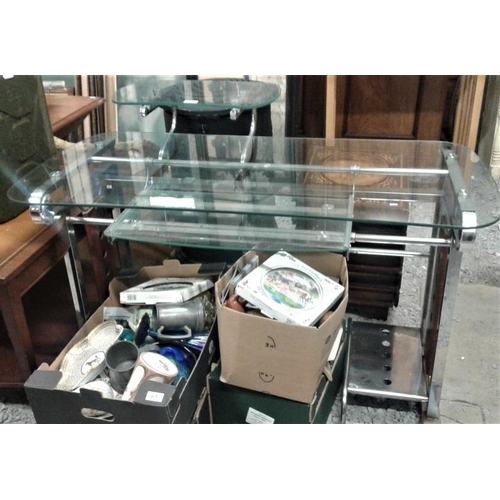 62 - Glass and Chrome Computer Desk, c.47 x 28in