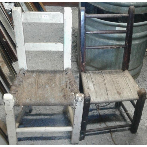 94 - Two 19th Century Irish Pine Sugan Chairs