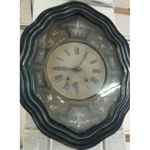 289 - Victorian Wall Clock with Mother of Pearl Inlay