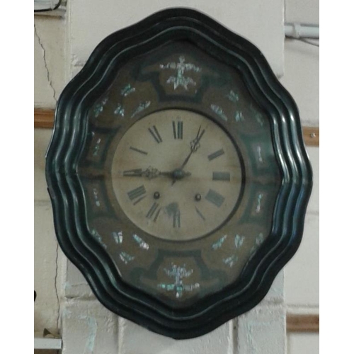 289 - Victorian Wall Clock with Mother of Pearl Inlay