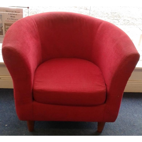 512 - Red Upholstered Tub Chair