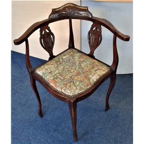 527 - Edwardian Mahogany Corner Chair