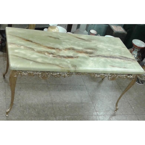 537 - Brass and Marble Effect Coffee Table