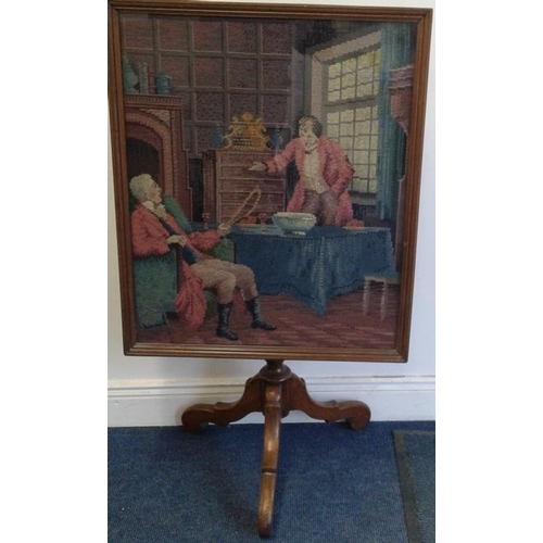 562 - Folding Tapestry Panel Fire Screen/Table