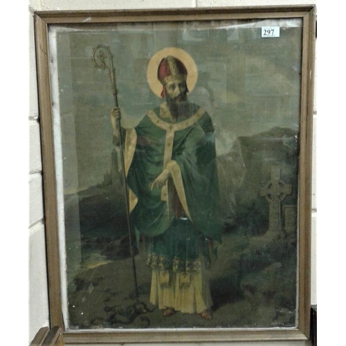 297 - Large Print on Card of St. Patrick - Overall 23.5 x 29.5ins