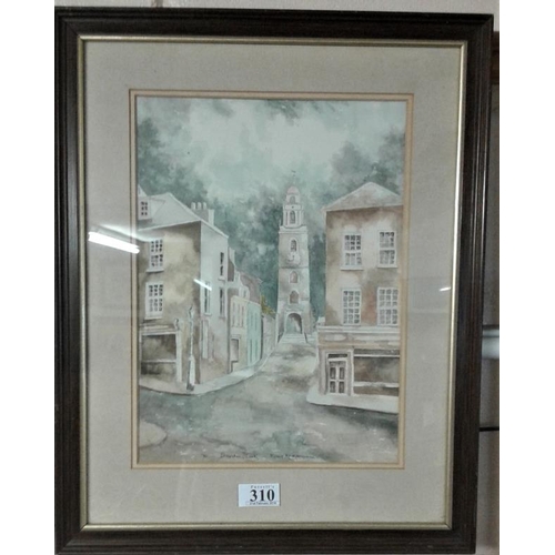 310 - Watercolour - 'Shandon, Cork' signed Maeve McManaman - Overall 15.5 x 19ins