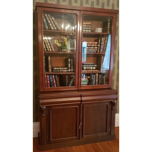 316 - Large Victorian Mahogany Bookcase, the glazed top above a base with two drawers and two doors, c.55 ... 