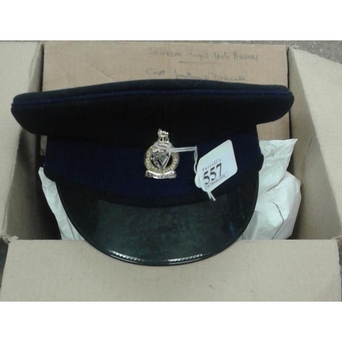 557 - Single Uniform Cap with Cap Badge for the Queen's Irish Hussars