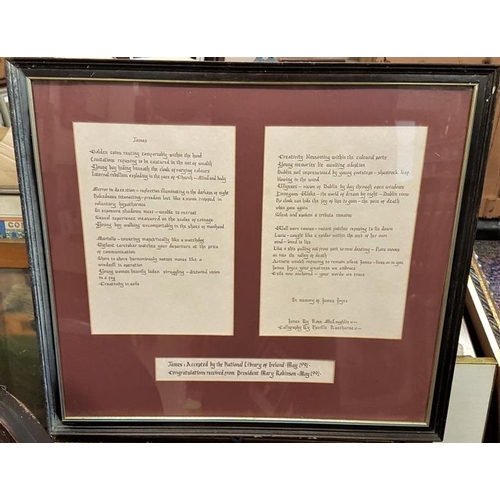 36 - James Joyce Poem in Pen - National Library of Ireland/Mary Robinson, c.22.5 x 20in
