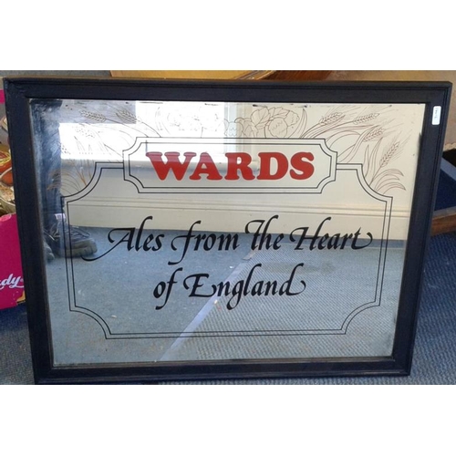 44 - 'Wards - Ales from the Heart of England' Advertising Mirror - 24 x 18.5