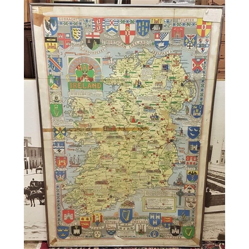45 - Large Irish Counties Map 1969 (Fabric), c.27 x 40in