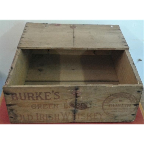 46 - 'Burkes of Dublin' Whiskey Crate - 17 x 17ins (7ins deep)