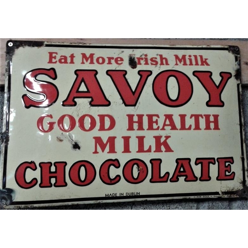 81 - 'Eat More Irish Milk - Savoy Good Health Milk Chocolate' Tin Sign - 19 x 13ins