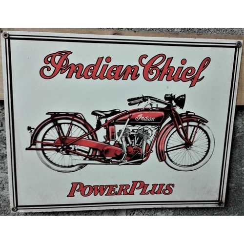 82 - 'Indian Chief Powerplus 'Motorbike' Enamel Advertising Sign - 13 x 10ins