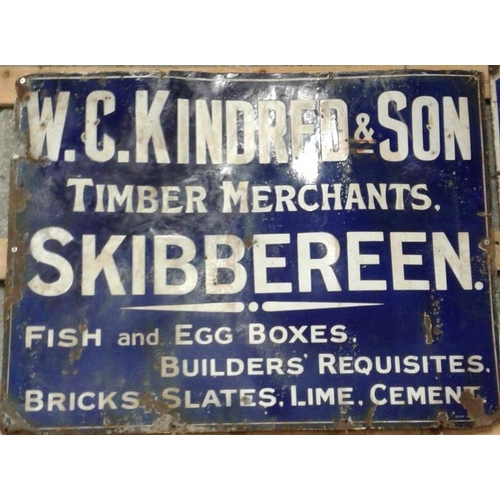 86 - 'McKrindred & Son, Skibereen' Enamel Advertising Sign - 36 x 48ins