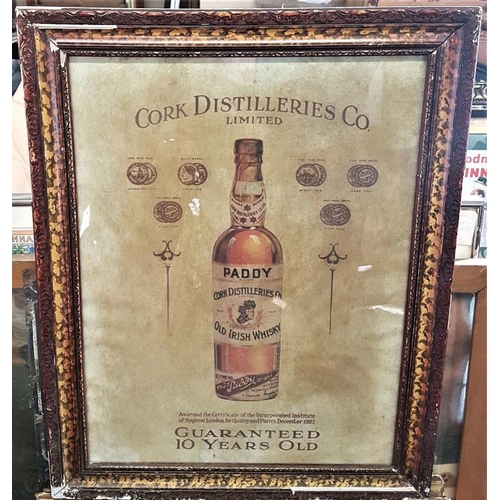 94 - 'Paddy Old Irish Whiskey/Cork Distilleries' Advertising Sign, c.18 x 23in