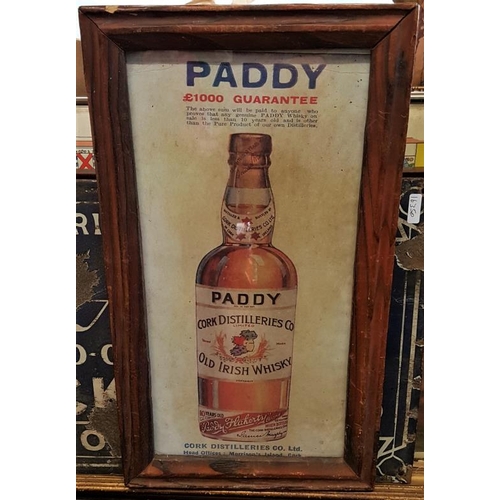 101 - 'Paddy Old Irish Whiskey £1000 Guarantee' Pub Advertisement, c.9.5 x 17in