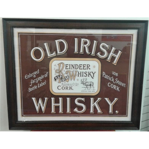 107 - 'Kiloh's of Cork, Old Irish Whiskey' Large framed Pub Advertisement - c. 33.5 x 27.5ins