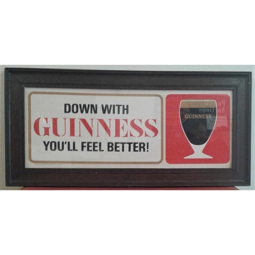 191 - 'Down with a Guinness' Pub Advertisement - c.25 x 12ins