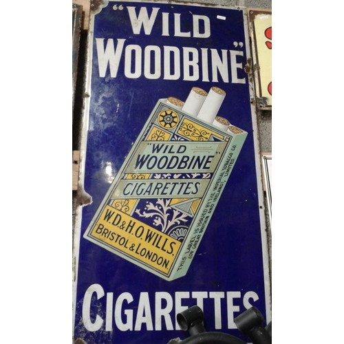 193 - 'Wild Woodbines W.D. & H.O. Will's, Bristol and London Cigarettes' Enamel Advertising Sign - 18 x 36... 
