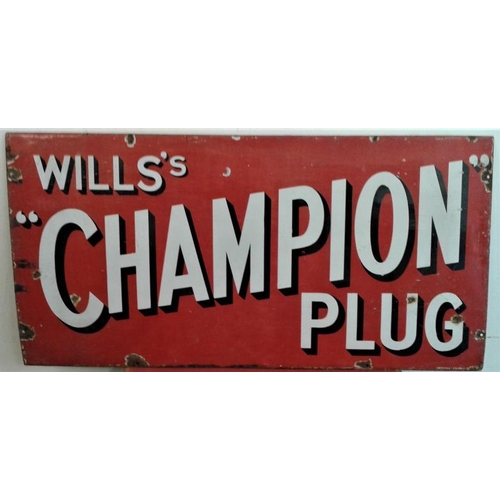 94A - Wills's Champion Plug Enamel Advertising Sign, c.36in x 18in