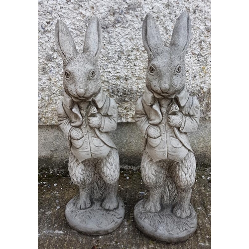 613 - Pair of Stone Rabbit Figures