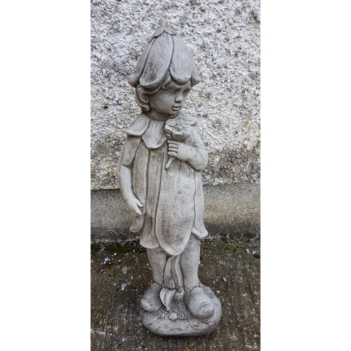 615 - Garden Figure of a Young Girl with Flowers