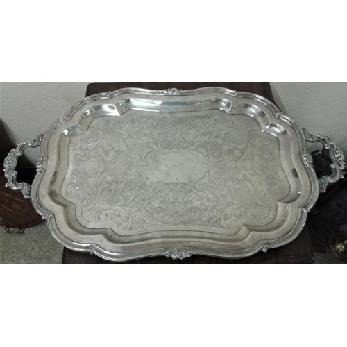 620 - 19th Century Sheffield Silver Plate Tray - c. 31 x 18ins