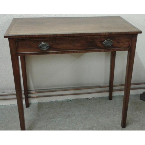 628 - George III Mahogany and Crossbanded Side Table - c. 33 x 31 x 18ins