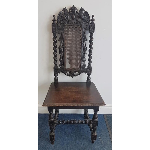 648 - Victorian Gothic Style Carved Oak Side Chair