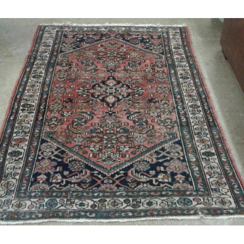 624 - Eastern Floor Rug with Floral Borders and Blue and Red Ground, c.6ft6in x 4ft