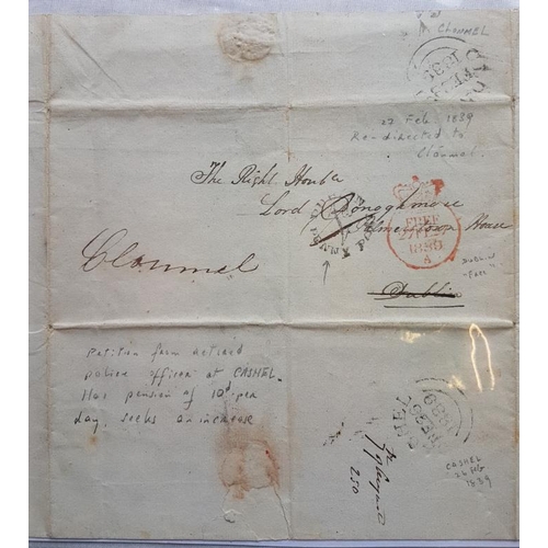 21 - Cashel Interest 1839 Petition re Pensions with interesting postmarks