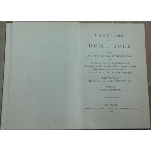 117 - 'Handbook of Home Rule' (1887) & 'Abbey, Convents, Religious Houses of Ireland' (1855) & two other (... 