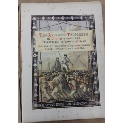 528 - Colour Plates. 'The Atlantic Telegraph' by W. H. Russell, illustrated by Robert Dudley (1866). Decor... 