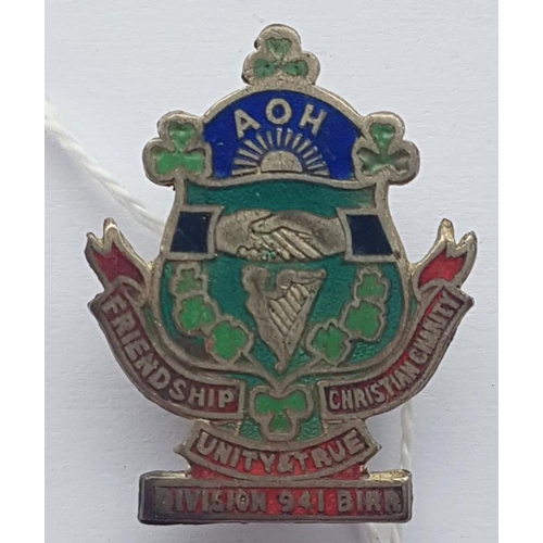 63 - Birr, Ancient Order of Hibernians, Friendship and Christian Charity Enamel Badge, Birr Division 941