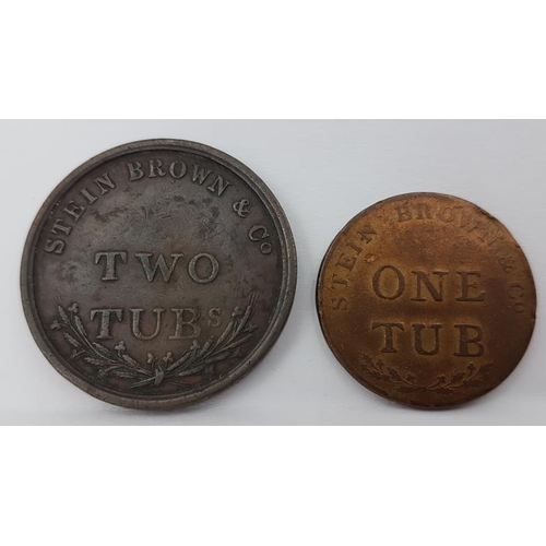 99 - Limerick, Stein Brown & Co. One & Two Tubs Tokens (2)