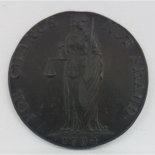 101 - Ireland Cronebane Half Penny 1794 