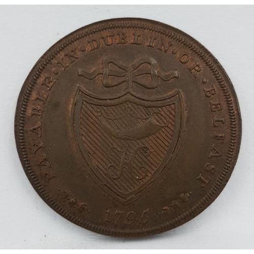 133 - Ireland Brian Boru King of Munster Half Penny Token 1796 EF