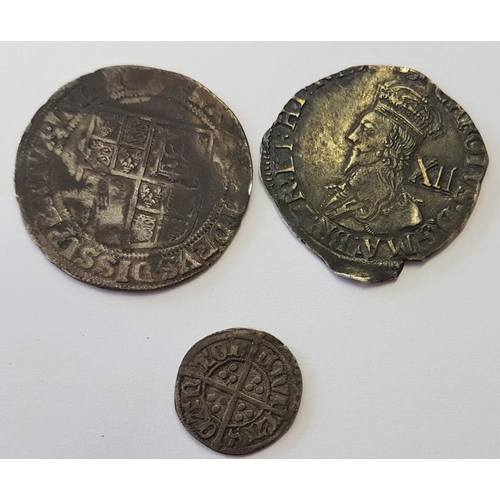 272 - GB Hammered Silver Coinage (3) - James I Shilling, Charles I Shilling & Henry VII Groat