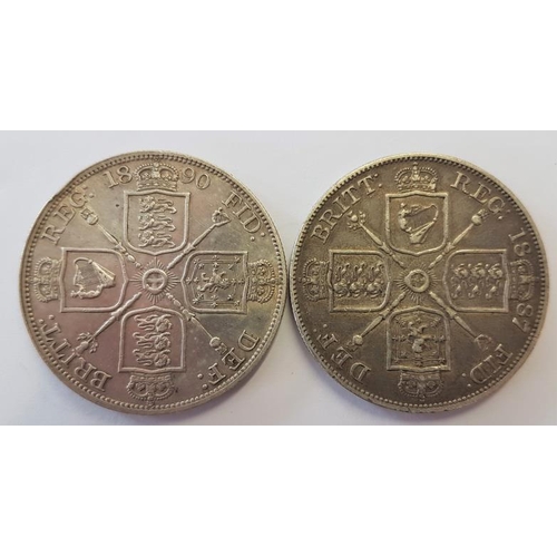 273 - Great Britain Victorian Silver Double Florins 1887 & 1890