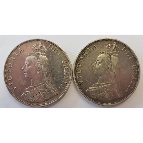 273 - Great Britain Victorian Silver Double Florins 1887 & 1890