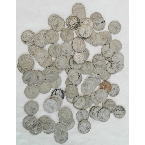 252 - 100 Irish Silver Shillings 1928-42 various